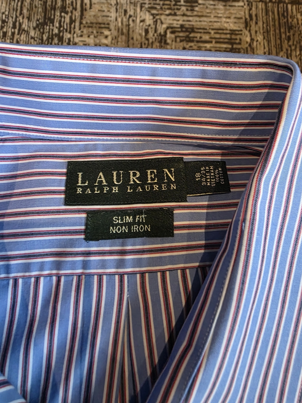 Lauren Ralph Lauren Slim Fit Blue Stripe Dress Shirt